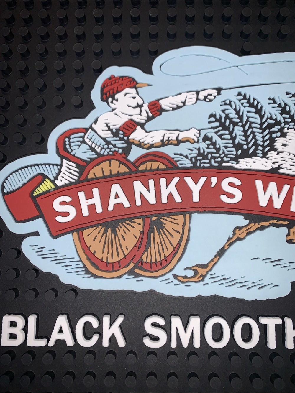 Shanky’s Whip Black Smooth Irish Whiskey Liqueur Bar Mat 12x12” - Picture 3 of 6